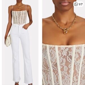 Lace Corset Crop Top in Cream